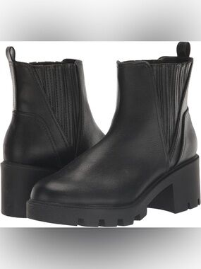 Dolce Vita Noel Black Chunky Lug Chelsea Ankle Boots Size 8